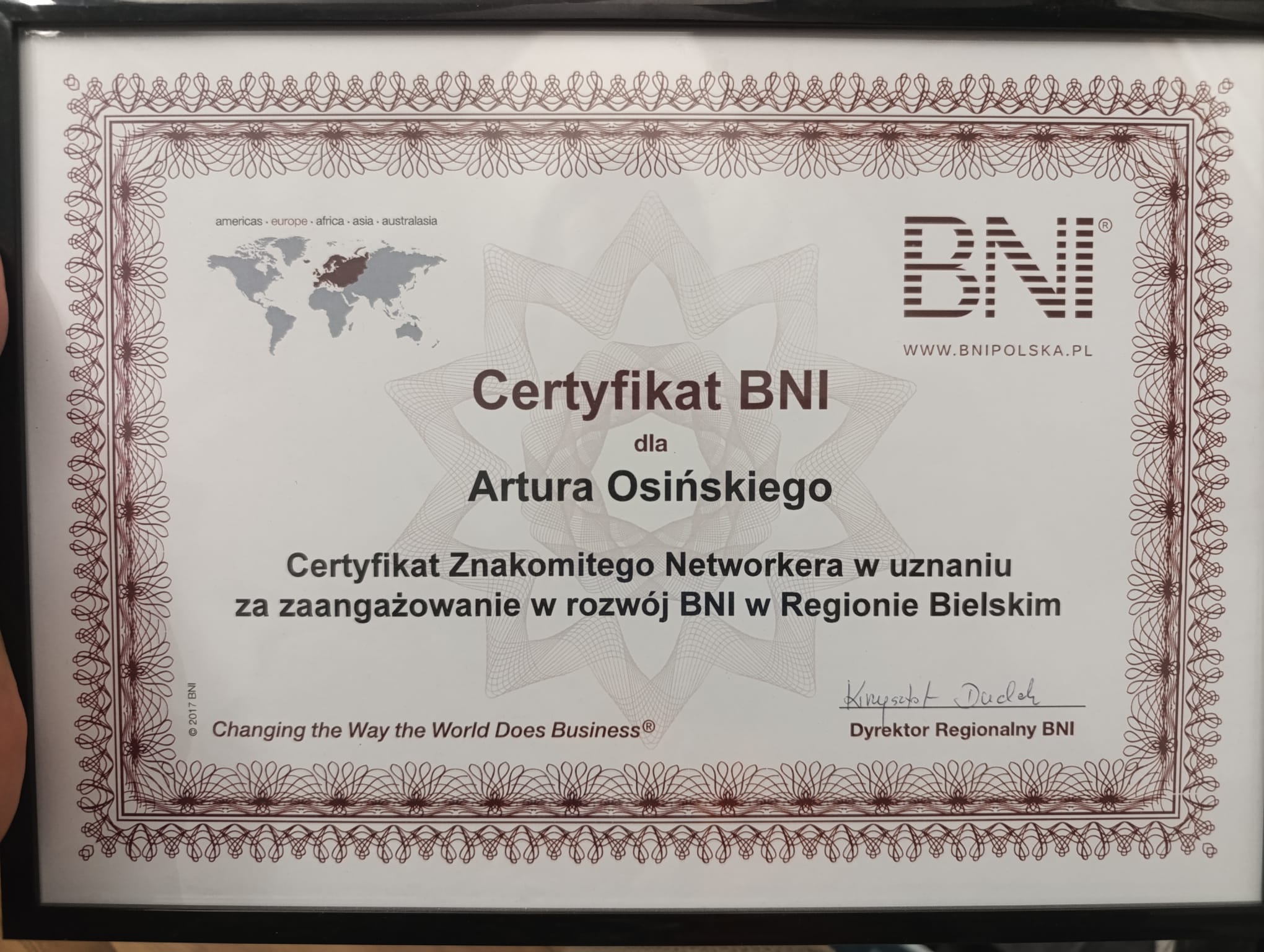 Certyfikat Znakomitego Networkera Region