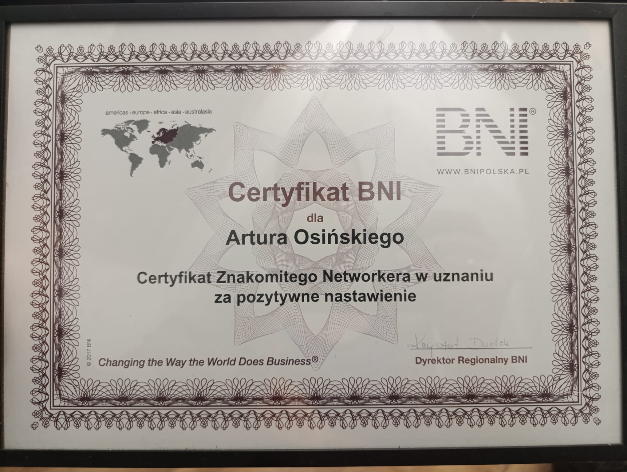 Certyfikat pozytywne nastawienie