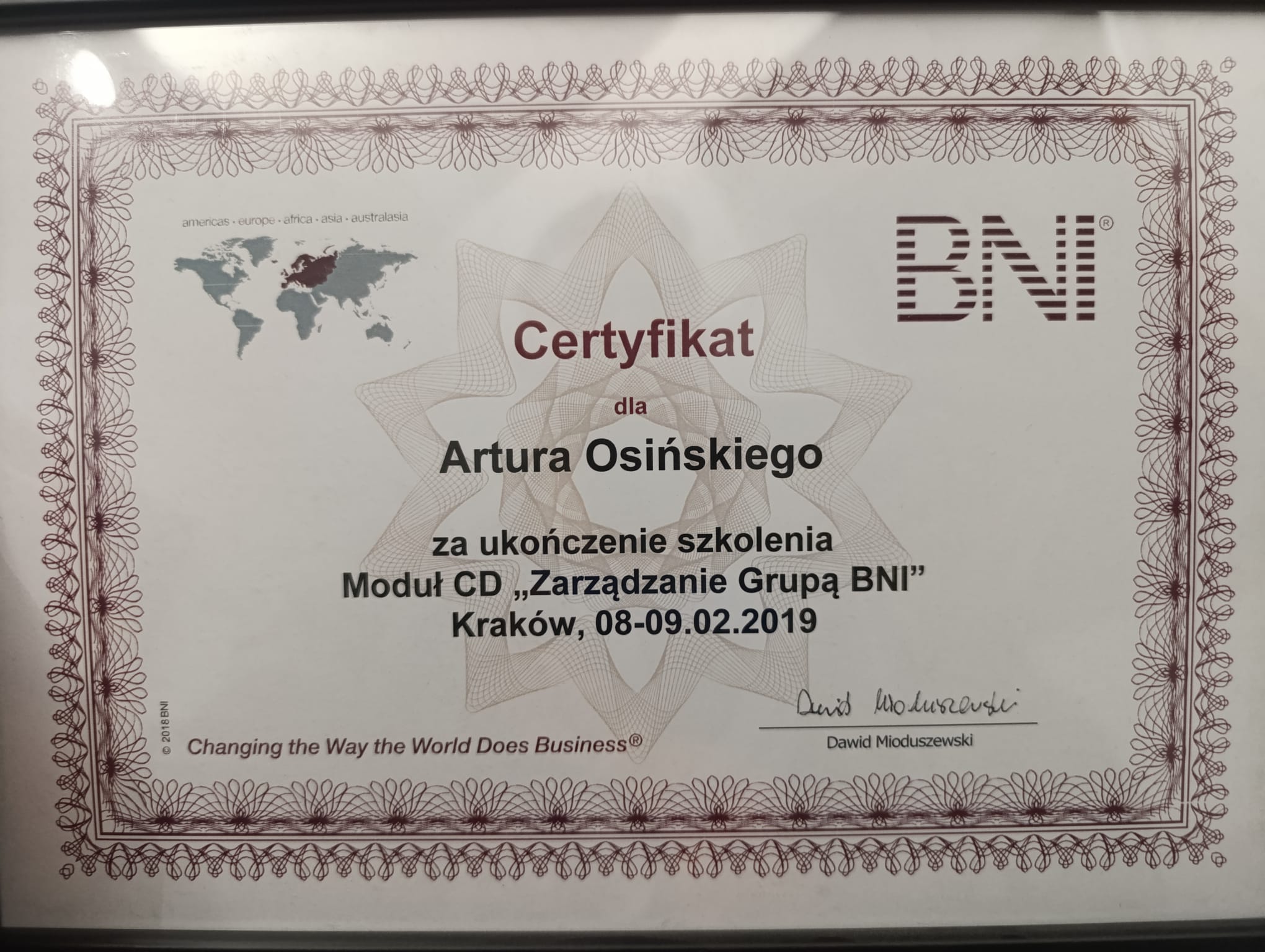 Certyfikat Zarządzanie Grupą BNI 2019